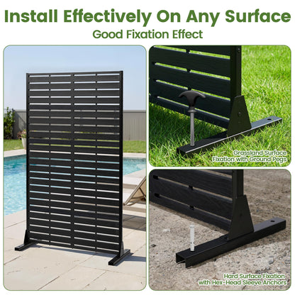 Diyfire Outdoor Privacy Screen 60" H HDPE Decorative Panel Freestanding Privacy Fence with Stand, Privacy Screens with Louvered 5 Panels, Weather-Resistant Panel Fence for Patio, Balcony, Balcony