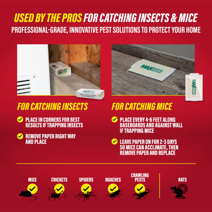 Catchmaster Max-Catch Mouse & Insect Glue Trap 36pk, Mouse Traps Indoor for Home, Sticky Pest Control Adhesive Tray for Catching Bugs, Bulk Classic Glue Boards