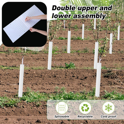 Frienda 20 Pcs Tree Trunk Protector 11.8" x 15.7" Corrugated Plastic Tree Guards Expandable Tree Tubes Flexible White Tree Bark Protector to Protect Saplings Plants from Weed Whacker Animals Trimmers