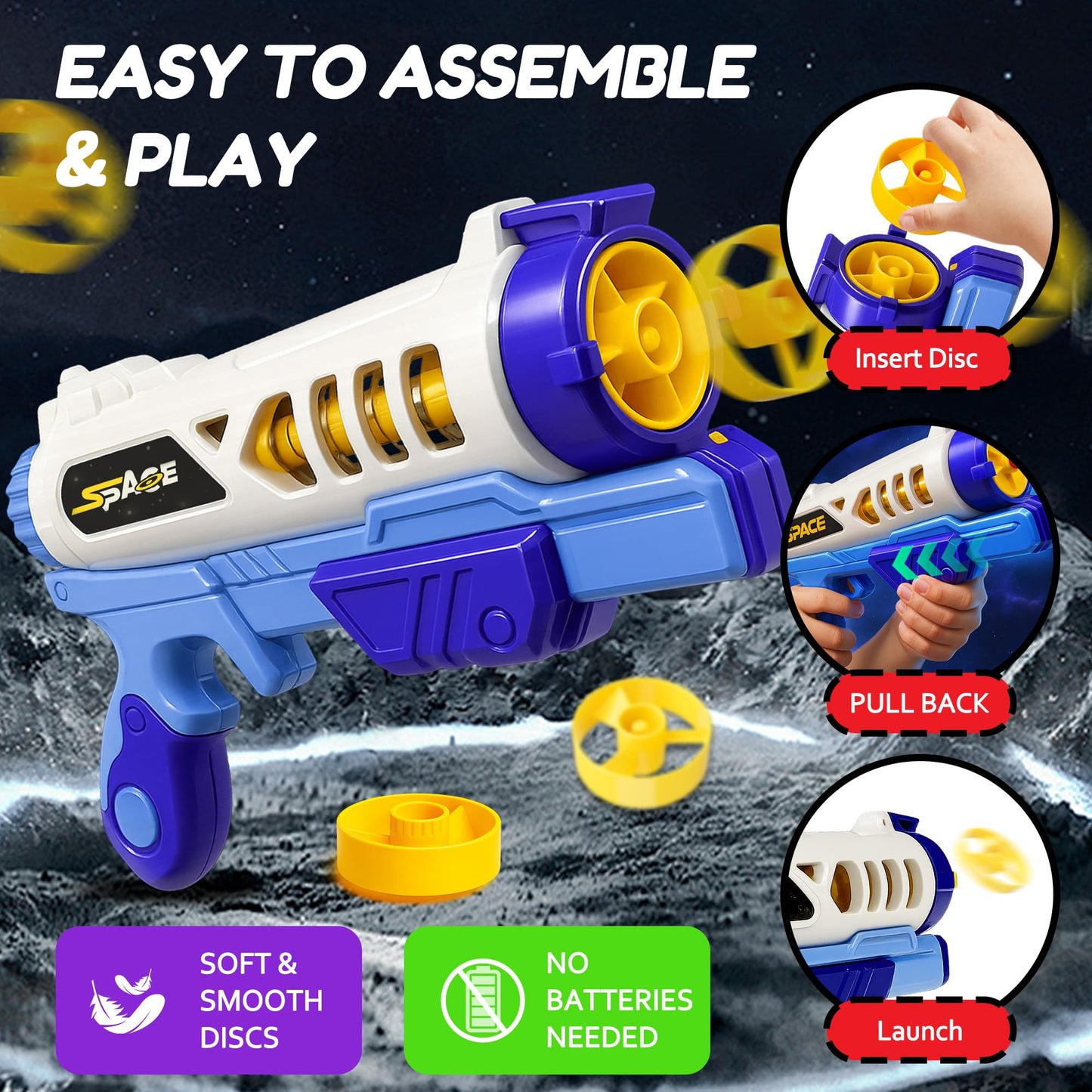 ROHSCE Flying Disc Launcher Toy for Kids Boys Girls 3-7 Year Old - Outdoor Rocket Shooter Game, Interactive Cat Dog Chase Toys, Indoor Activity Gifts for Toddlers Age 4-6 4-8 5-7