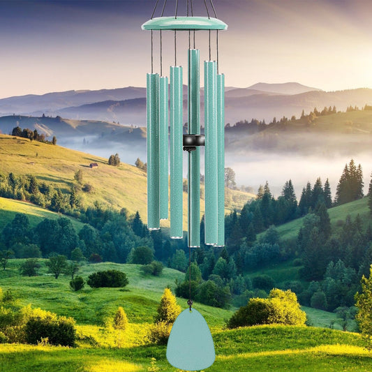 FSVGYY Wind-Chimes-Outdoor-Deep-Tone, Large Soothing Melodic Tones Windchimes, Wind Chimes for Outside, Memorial Wind Chime Best Gift for Mom Women Grandma Neighbors(32" Cyan Coated Aluminum)