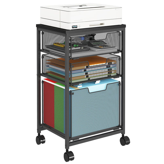 Sbanmao Rolling Storage Cart with 1L+2S Drawers, Mobile File Cabinet, Hanging File Folder Organizer, Printer Stand Utility Cart Filing Cabinet, Craft Art Organizer Cart for Classroom, Office, Home