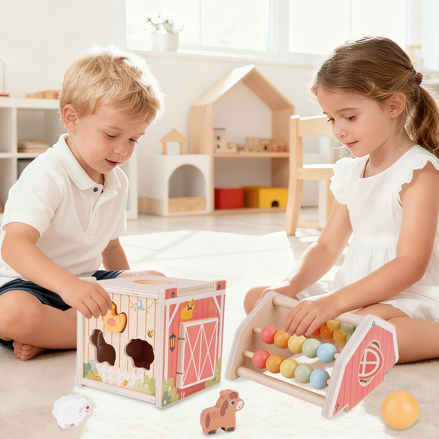 Melofaver Montessori Toys for 1 2 3 Year Old, Wooden Farm Animal Toys for Toddlers 1-3, Baby 12-18 Months Toy, 1 2 Year Old Girl Boy Birthday Gift, Kids Educational Learning Toys Gifts for Girls Boys