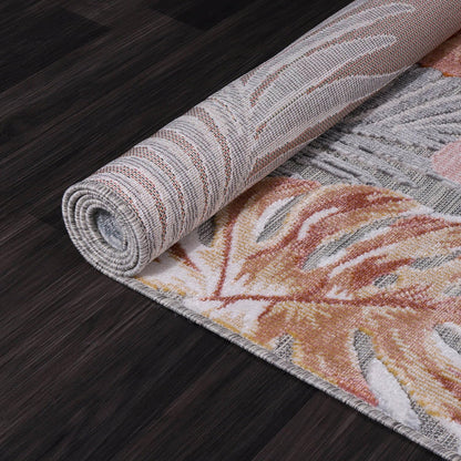 CAMILSON Indoor Outdoor Rug, Multi 7’10”x10’ Leaf Tropical Botanical Area Rugs for Indoor and Outdoor patios, Easy-Cleaning Non-Shedding Living Room, Garden and Kitchen Washable Outside Carpet (8x10)