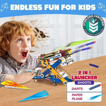 Smartivity DIY 2in1 Hydraulic Paper Airplanes & Darts Launcher STEM Toy for Kids Ages 6-14 Years I Birthday Gifts for Smart Kids | Science Kit for Boys & Girls 6, 8,10,12,14 Years Old