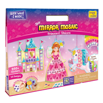 Imagimake Mirror Mosaic Princess & Unicorn Kids Art Set | DIY Craft Kit | Foil Stickers for Kids | Travel Toys | Art & Craft for 3-5 Year Old Girls | Birthday Gift for Girls Ages 3,4,5,6,7,8