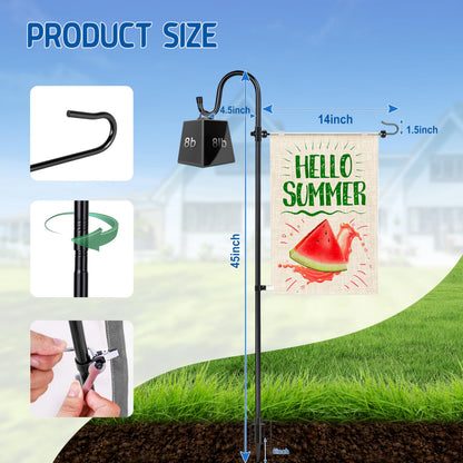 Ottsuls Garden Flag Stand, 2 Pack Heavy Duty Flag Pole Holder with Shepherd Hook for Yard Decoration, 45 INCH Sturdy Yard Flag Post Stake Outdoor Garden Flag Holder for 14''x20'' Flags (Without Flag)
