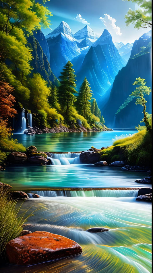 ZHUMUTO Large 5D Diamond Art Painting Kits for Adults,15.7x27.5inch Landscape Waterfall D DIY Full Round Drill Diamond Dots Large Size,Big Gem Art and Crafts for Home Wall Decor Gifts