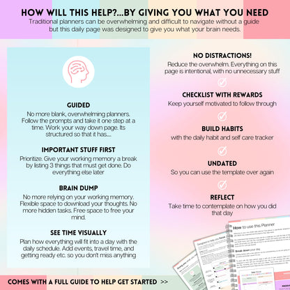 ADHD Daily Planner for Neurodivergent Adults - Productivity Daily Planner & Task Management to Stay Organized and Focused (Rainbow)