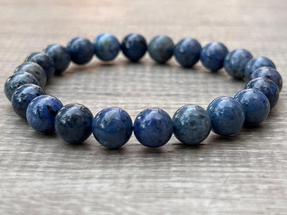 GAF TREASURES Dumortierite Crystal Bead Bracelet 8mm, Genuine Dumortierite Stretch Gemstone Bracelet, Healing Crystal Bracelet, Gift for Men & Women (1)