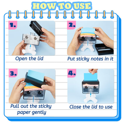 Dormercy Pop-up Notes Dispenser for Desk, Idea Boy Sticky Note Holder for Office School, Cute Office Supplies, 3x3 in, Magnetic Design, White, 1 Pack