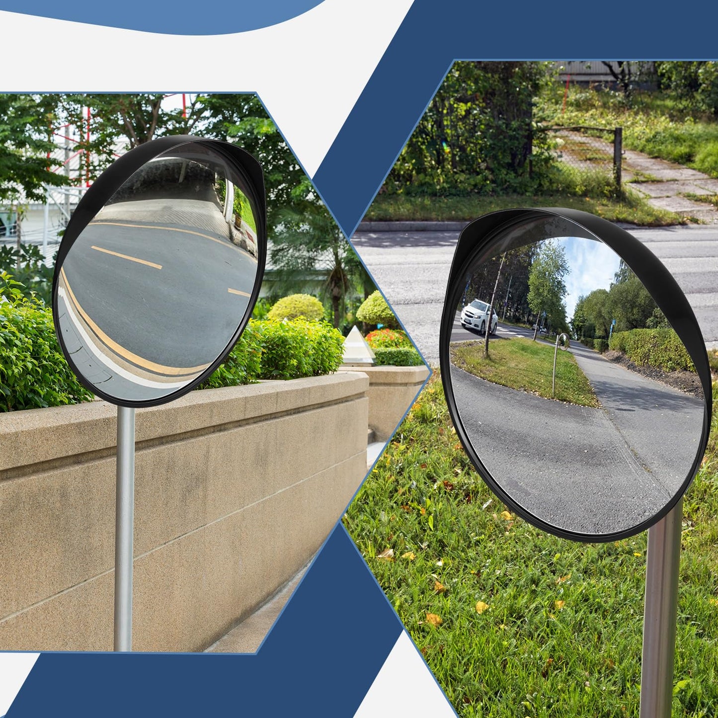 Maitys 2 Pcs Convex Mirror Acrylic Safety Security Corner Mirror Adjustable Wide View with Bracket for Garage Blind Warehouse(24 Inch)