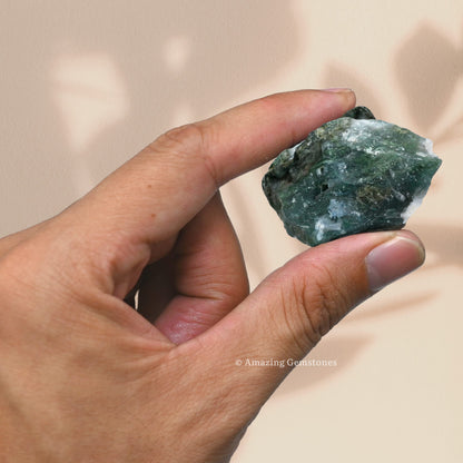 Amazing Gemstone Moss Agate Raw Crystals and Healing Stones, Natural Rocks for Tumbling and DIY Raw Stones and Crystals (1 lb)