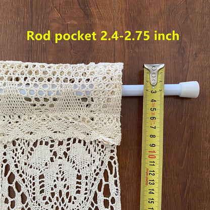 Yunsurey Retro Crochet Curtain Valance for Kitchen Window Boho Curtain Tiers for Coffee Decor Rod Pocket Farmhouse Short Curtains for Room Divider 1 Panel Knitting Doorway Curtain W35 X L15 Inch