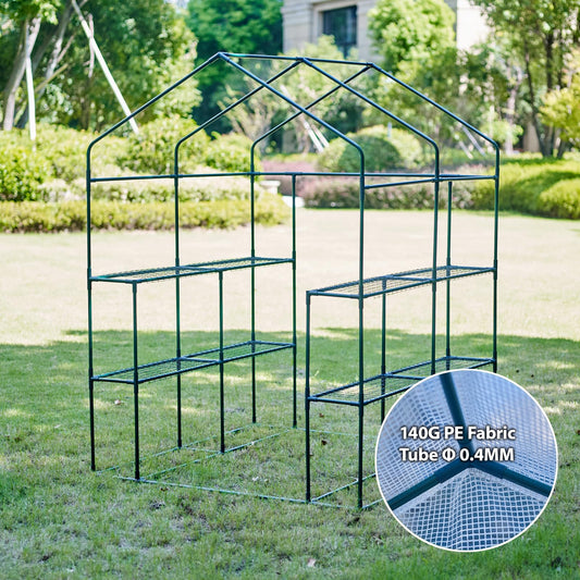 Solayis 56"×55"×74" Walk-in Garden Greenhouse | Thickened PE Cover & Heavy Duty Steel Frame | 3 Tiers 4 Shelves, Mesh Door & Windows | Portable for Indoor Outdoor Use (White)