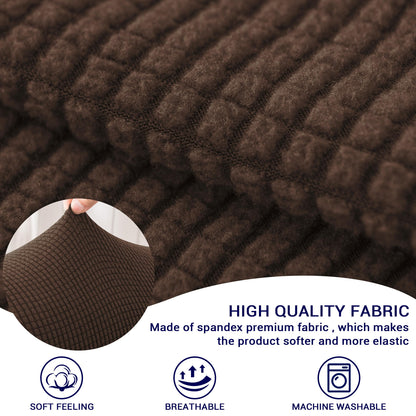 SUBRTEX Stretch Couch Arm Covers Set of 2, Checkered Sofa Arm Slipcovers, Anti-Slip Armrest Covers for Recliner and Armchairs, Pet Proof, High Stretchy, Hook & Loop Tape, Chocolate
