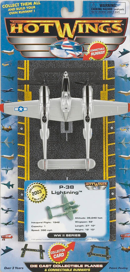 Hot Wings Planes P-38 Lightning with Connectible Runway Die Cast Plane, Grey Die Cast Plane in Aviation Museums Nationwide