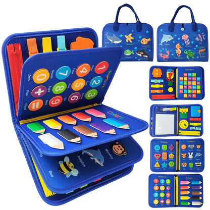 Montessori Busy Board for Toddlers 1-4 Years - Educational Sensory Toy for Fine Motor Skills & Learning Activities - Travel-Friendly Preschool Toy for Boys & Girls, Travel Toy for Kids