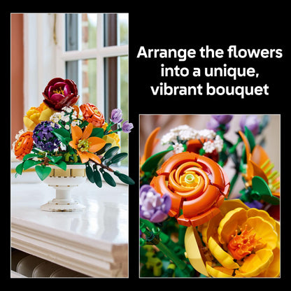 LEGO Botanicals Flower Arrangement Artificial Flowers Building Set - Decor for Table Display - Gift for Mothers Day - Unique Bouquet for Adults, Ages 18+ - 10345