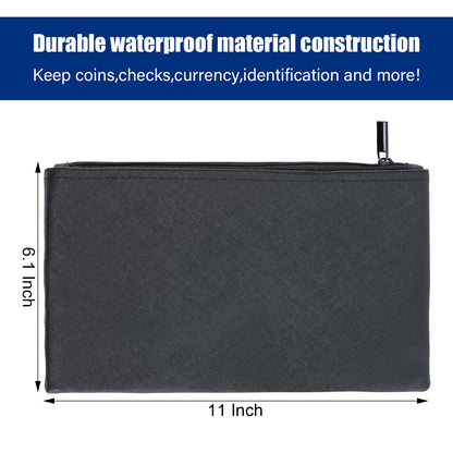 KYODOLED Cash Box with Money Tray, Key Lock Money Safe with Security Cable and Waterproof Bag, 11.81L*9.45W*3.54H inch, Black X Large