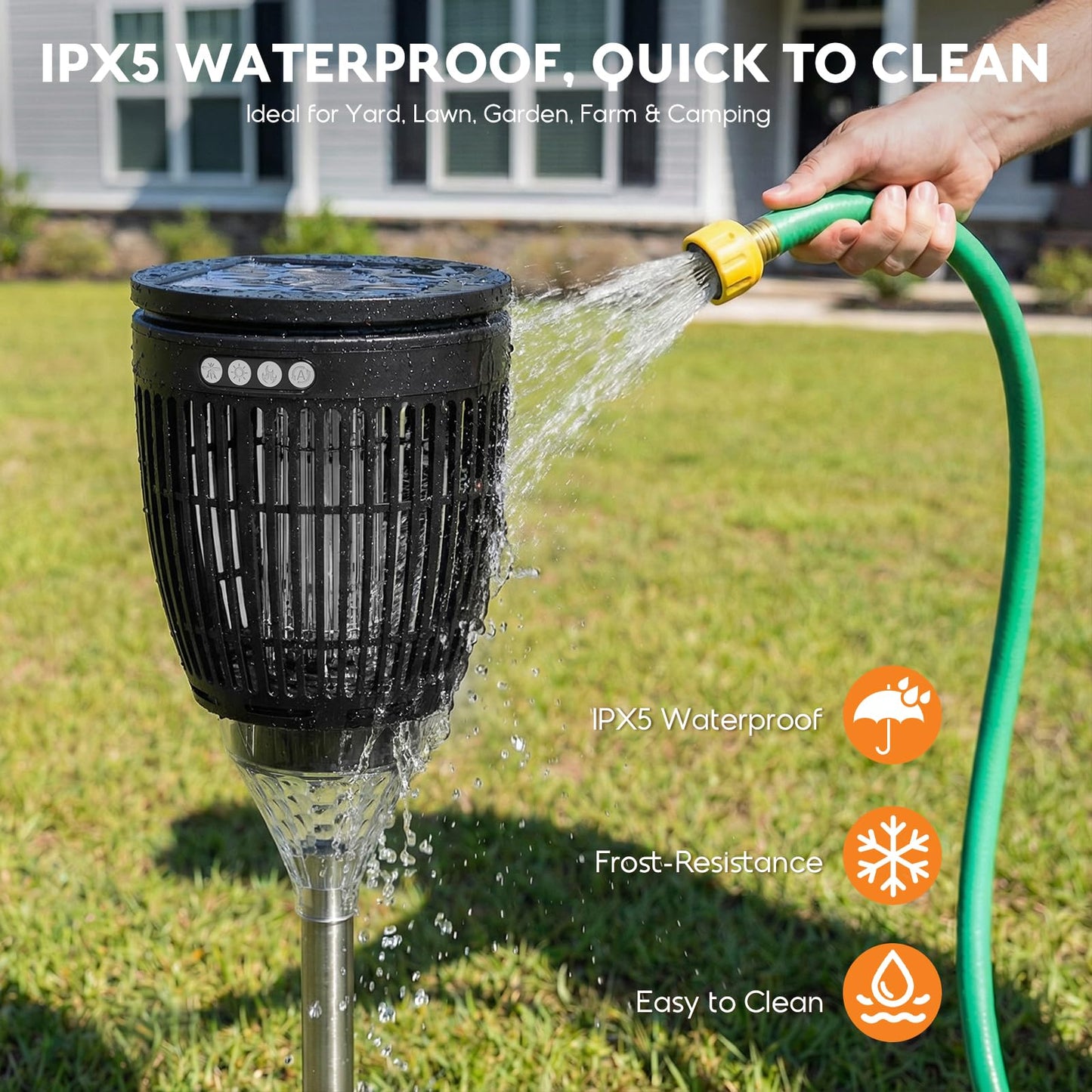 Solar Bug Zapper Outdoor, 4200V 3-in-1 Mosquito Zapper with Flame Light & RGB Projector, Solar Powered & USB Rechargeable, Smart Auto Mode, IP65 Waterproof Mosquito Killer for Yard Garden 2000 Sq Ft