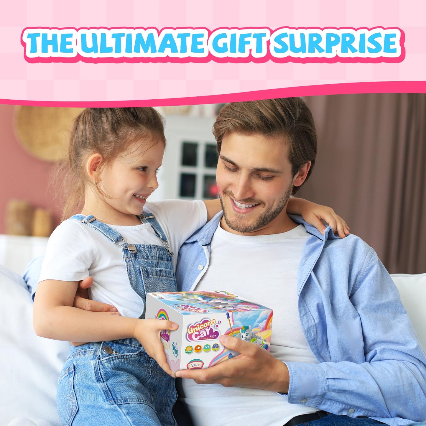 AEROQUEST Unicorn Toys for Girls Remote Control Car for Toddlers 1-3 2 Pack RC Cars with LED Lights & Music Toys for Ages 2-4 Birthday Gifts for 4-6 6-8 Year Old (Unicorn)