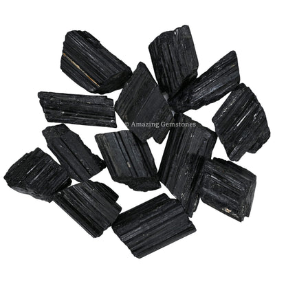 Amazing Gemstone Black Tourmaline Crystals Rough Stone in Bulk, 1/2lb Regular Pieces Turmalina Negra Piedra Originales, Large Black Tourmaline Crystal Healing Stones for Protection
