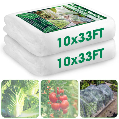 Unves 2 Pack 10 x 33 FT Garden Netting, Mosquito Net Ultra Mesh for Garden Protection Vegetable Fruits, Raised Bed Plant Covers Insect Bird Netting Protect Plants from Birds Bugs
