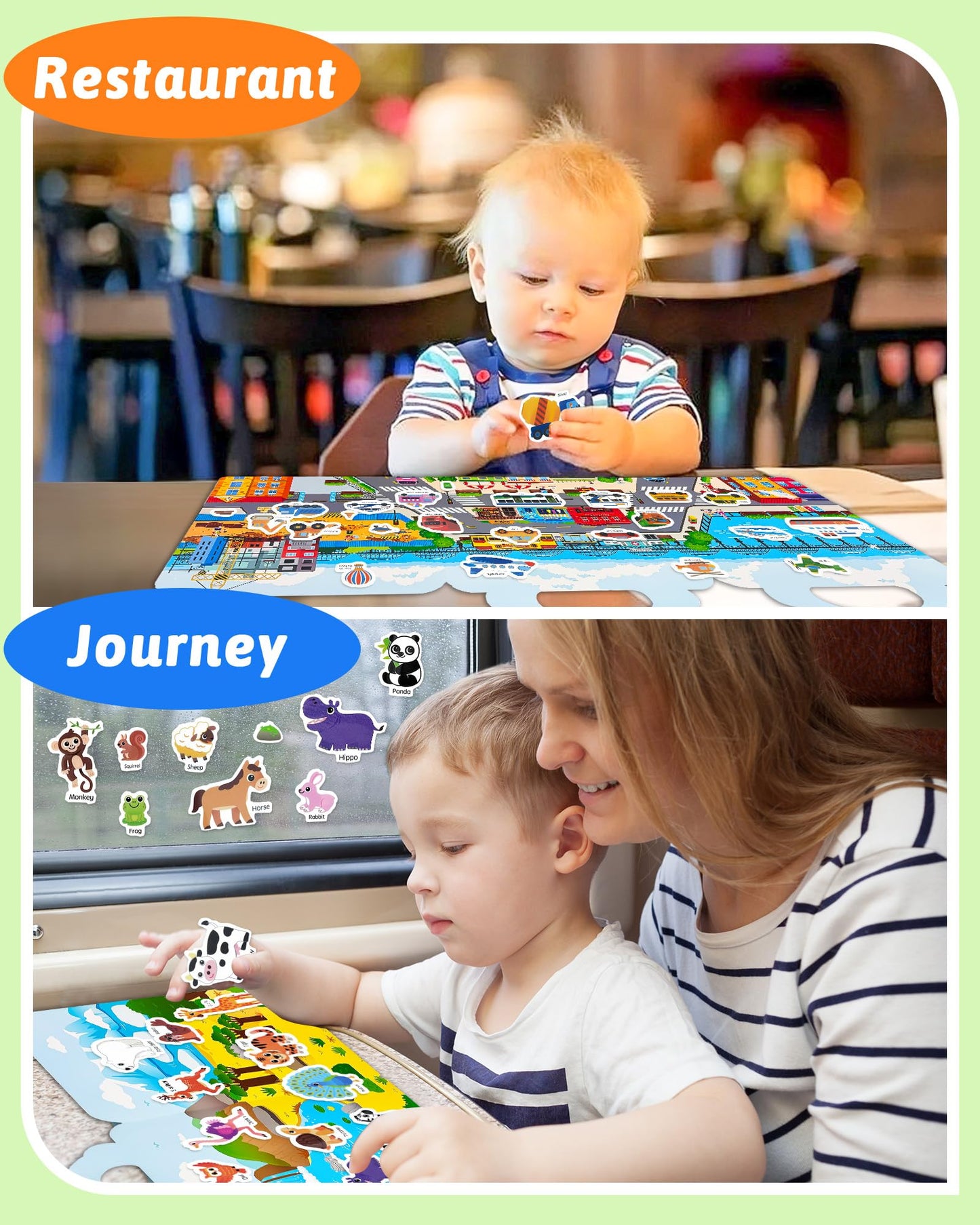 Benresive Reusable Sticker Book for Toddlers & Stickers for Kids, Toddler Travel Toys, Craft Activities, Boys & Girls Birthday Gifts