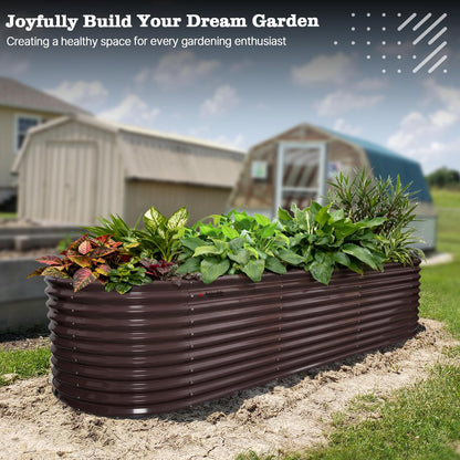 A ANLEOLIFE 30" Extra Tall Galvanized Raised Garden Beds Outdoor, 10x3x2.5ft Large Oval Metal Planter Boxes for Planting Vegetables, Flowers, Fruits, Eco-Safe & Easy Setup, CaféBronze