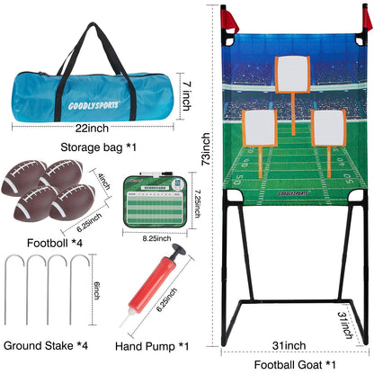 GOODLYSPORTS Football Toss Game with 4 Inflatable Balls + 66" Throwing Target - Football Target Practice for Kids + Football Gifts for Boys 8-12 - Carnival Games for Kids + Yard Games for Adults