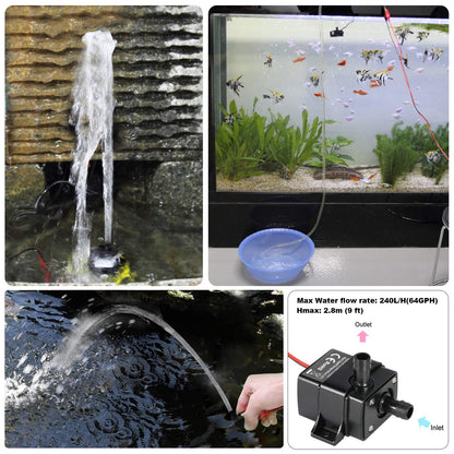 MOUNTAIN_ARK 2 Pack DC 12V Mini Submersible Water Pump 63 GPH for Aquarium, Fish Tank, Hydroponic, Fountain, Water Feature