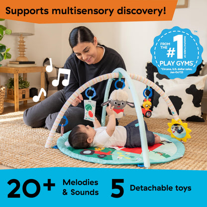Baby Einstein Ingenuity Farm Explorers Happy Harvest Touch & Feel Baby Play Gym & Mat with 5 Removable Toys, 20+ Songs & Sounds, Ages 0+ Months