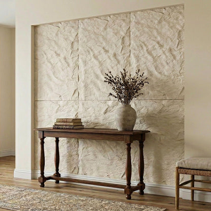VooBang 4 Pack 3D Wall Panels, Lava Rock Molten Texture PU Wall Panels, 24"x48" Cover 32 Sq Ft Peel and Stick Wall Tiles, Accent Wall Decor for Interior Living Room Bedroom Hotel Office, White Marble