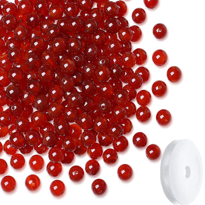 NUKAYAI Natural Carnelian Beads 100Pcs 8mm Red Crystal Beads Loose DIY Round Stone Bead for Bracelet Necklace Earrings Making