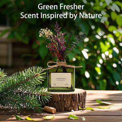 GAGINGOOLD Reed Diffuser, 6.09 oz Earthy Sandalwood Scent Diffuser with Sticks & Dried Flowers, 120 Days Long Lasting diffusers for Home, Elegant Fragrance for Bathroom Bedroom Office Decor Air Fresh