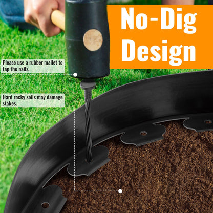 Landscape Edging 4 Inch Tall 80 FT, Garden Edging for Landscaping with 90 Pcs Anchoring Spikes & 5 Connectors, Flexible Garden Border Edging for Landscaping, Yard Lawn, Flower Beds