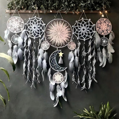 Dream Catcher Wall Decor,Large Boho Dream Catcher with Luxurious Feathers & Beads, Handmade Wall Hanging for Bedroom,Living Room, Gift Ready for Girls & Adults (Floral)