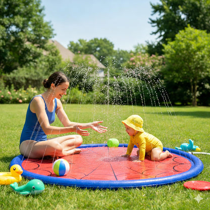 Splash Pad for Kids & Dogs, Upgrade Non-Slip Thicken Backyard Sprinkler Water Pad, Toddler Sprinkler Pool, Summer Outdoor Water Toys