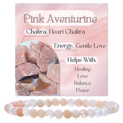 Bivei Pink Aventurine-Gentle Love-4mm Beaded Bracelets for Women Handmade Semi Precious Natural Stone Stretch Elastic Jewelry Yoga Protection Gifts