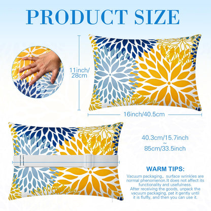 Lineshading 4 Pcs Chaise Lounge Pillow with Strap Outdoor Waterproof Pool Chair Neck Headrest Pillows with Adjustable Elastic Band for Beach Patio Chair Recliner(Yellow,Floral)