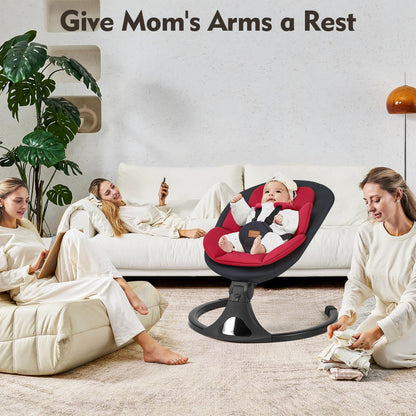 Baby Swings for Infants, Portable Baby Swing for Newborns with Bluetooth, Electric Infant Swing with 5 Speed Motions, 12 Soothing Melodies & Remote Control (Max 20 lbs, Red)
