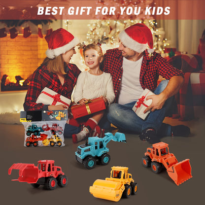 4Pcs Construction Toys,Friction Powered Construction Truck Toys Vehicles,Push and Go Construction Sand Truck Toys,Outdoor Toys with Bulldozer Excavator Roller Truck Gift for 3 4 5 6 7 8 Year Old Boys