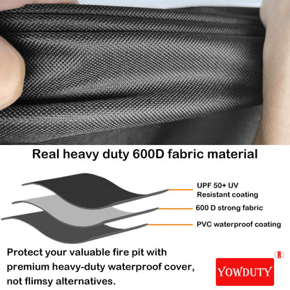 YOWDUTY Propane Fire Pit Cover Square 28 Inch, Waterproof Heavy Duty 600D Gas Fire Pit Table Cover 28x28x25 Inch, Fit 26-28 Inch Firepit Table, All-weather Protection For Patio Fire Table