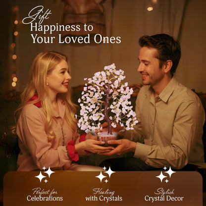 Rose Quarts - Rose Quartz Tree, Crystal Tree of Life, Good Luck Stones and Crystals, Home Decor Gifts, Gem Tree, Crystal Tree for Positive Energy,