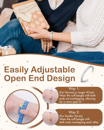Feraco Copper Bracelet for Women, 12X Ultra Strength Magnetic Bracelets, 99.99% Pure Copper Cuff Bangle with 3500 Gauss Neodymium Magnets & Sparkling Cubic Zirconia, Silver