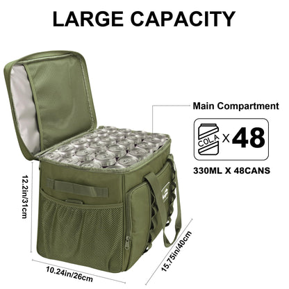 Youngoa Cooler Bag 48 Cans Insulated Soft Cooler Ice Chest Large Collapsible Cooler Bag 32L Soft Side Coolers for Picnic, Beach, Camping, Travel