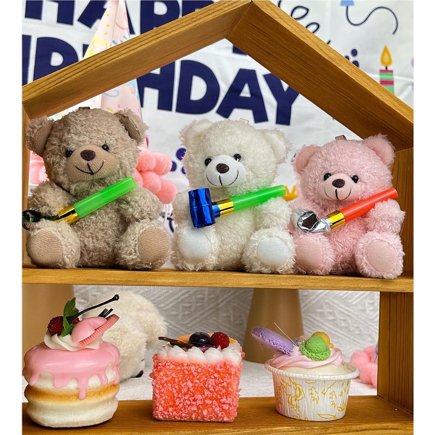 YJUBAOA 12 Pieces Mini Plush Teddy Bear Bulk,4 inch Small Stuffed Animal Toy, Soft Little Plush Bears for DIY Keychain Baby Shower Party Favors Keychain Bag Charm Supplies (White)