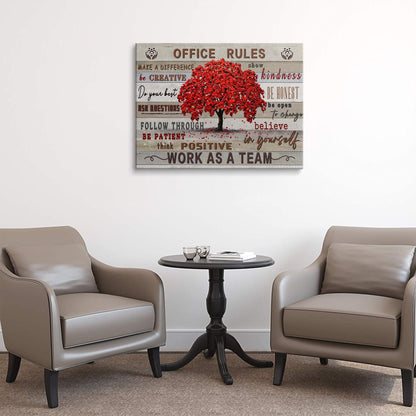 HDXUFJQ Inspirational Wall Art For Office Office Rules Canvas Wall Art Team Rules Motivation Positive Quotes Wall Decor Teamwork Painting Prints for Home Ready to hang(12"x16")
