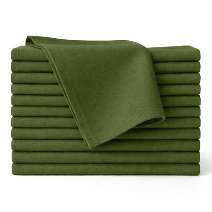 Ivy Heritage Cloth Napkins Set of 12, 100% Cotton Fabric Reusable Dinner Napkins, 18 x 18 Inch Washable Table & Kitchen Napkins for Everyday Dining, Entertaining, Home & Restaurant Use, Olive Green